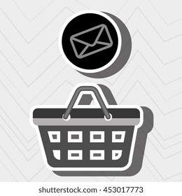 red basket and envelope isolated icon design, vector illustration  graphic 