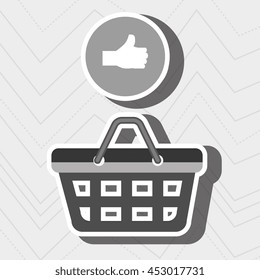 red basket and hand  isolated icon design, vector illustration  graphic 