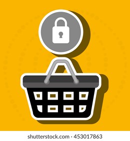 red basket and padlock isolated icon design, vector illustration  graphic 