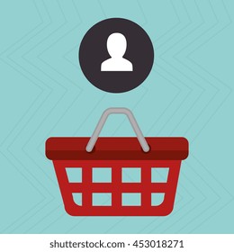 red basket and silhouette head isolated icon design, vector illustration  graphic 