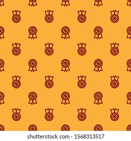 Red Basketball award icon isolated seamless pattern on brown background.  Vector Illustration