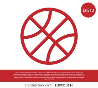 Red Basketball ball icon isolated on white background. Sport symbol.  Vector Illustration