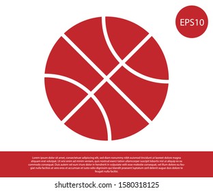 Red Basketball ball icon isolated on white background. Sport symbol.  Vector Illustration