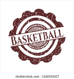 Red Basketball distressed grunge seal
