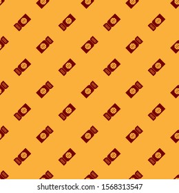 Red Basketball game ticket icon isolated seamless pattern on brown background.  Vector Illustration