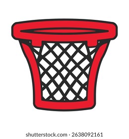 Red basketball hoop depicts scoring action sport design isolated