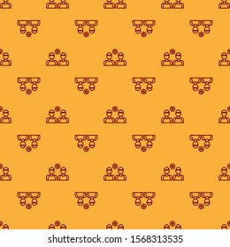 Red Basketball players icon isolated seamless pattern on brown background.  Vector Illustration