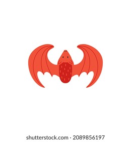 Red bat asian fortune and success charm. Talisman or amulet for good luck, wealth and prosperity, flat vector illustration isolated on white background.