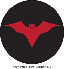 red bat black background logo design