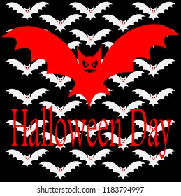 
Red bat in halloween and white as background, vector image