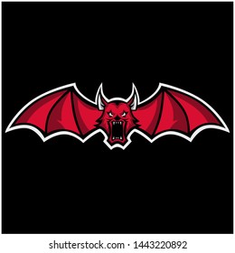 Red Bat Logo design. Red bat esport logo illustration. Crimson Bat Squad Emblem