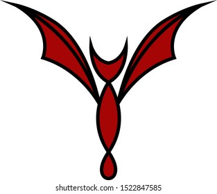Red bat on white background. Vector illustration.