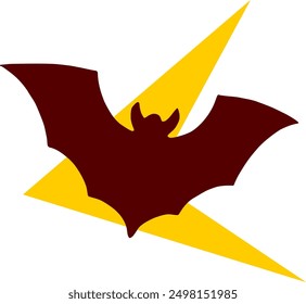 red bat shape icon on yellow
