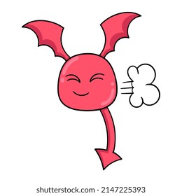 red bat smiling flying, vector illustration art. doodle icon image kawaii.