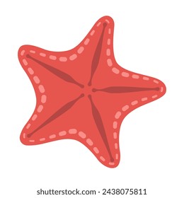 Red Bat star Starfish icon. Starfish flat style. Sea animal cartoon style. Echinoderm. Underwater Marine icon Isolated on white background. Summer vector illustration