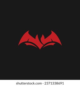 red bat vector icon logo template halloween element