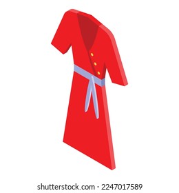 Red bathrobe icon isometric vector. Fabric cloth. Rag cotton