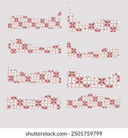 Red Batik Wavy Shape Border Edge Decorative Set