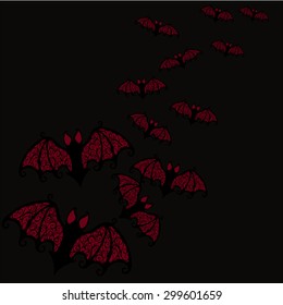 Red Bats with delicate wings on a dark background