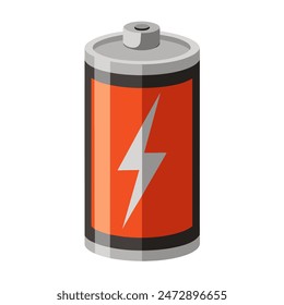 A red battery with a lightning bolt symbolizes energy and power