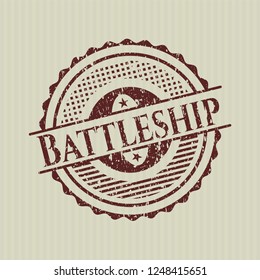 Red Battleship distressed rubber seal with grunge texture