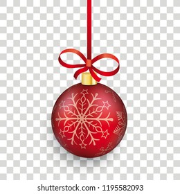 Red bauble on the checked background. Eps 10 vector file.