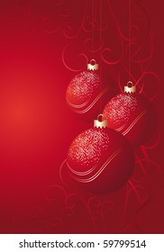 Red baubles and delicate floral motifs.