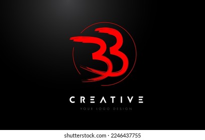 Red BB Brush Letter Logo Design. Artistic Handwritten Brush Letters Logo Concept Vector. 