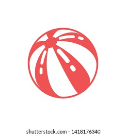 Red beach ball icon,Vector and Illustration.