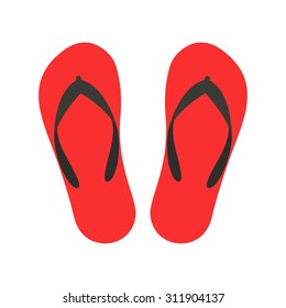 Red beach slippers icon - Vector