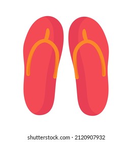 Red beach slippers on a white background.Vector isolated image for use in web design or clipart