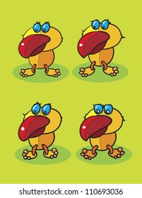 red beak birds, abstract vector art illustration