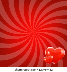 Vigas Rojas Y Corazones Con Malla De Gradiente, Ilustración Vectorial