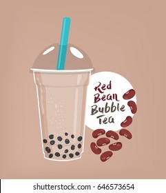 red bean bubble tea vector