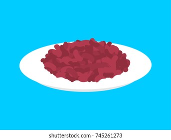 Red bean cereal in plate isolated. Healthy food for breakfast. Vector illustration
