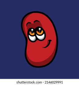 Red bean character cartoon vector illustration