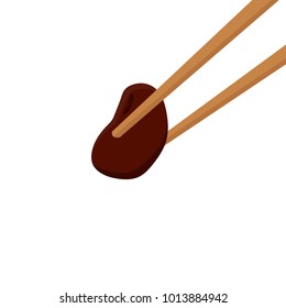 Red bean and chopsticks vector. free space for text. wallpaper. 