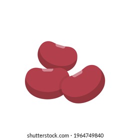Red bean comic cartoon vector isolated on white background