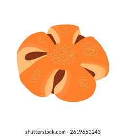 Red bean milk bread illustration, cute sweet bread on white background