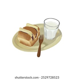 Red bean paste butter bread milk breakfast set