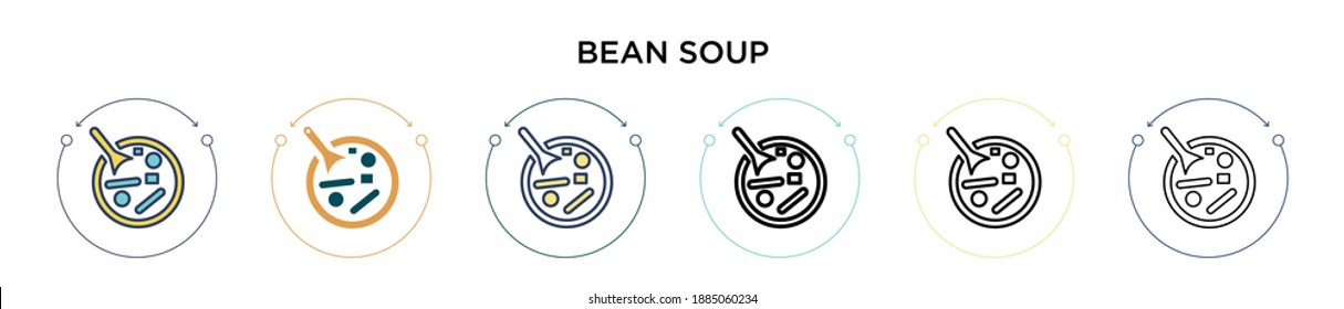 Red bean soup icon in filled, thin line, outline and stroke style. Vector illustration of two colored and black red bean soup vector icons designs can be used for mobile, ui, web