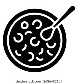 Red bean soup icon Flat outline fill black and white