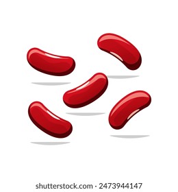 Red bean vector isolated on white background.