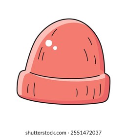 Red beanie hat isolated vector illustration