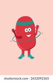 Red Beans Cartoon Healthy Cute Girl Illustration Hoop