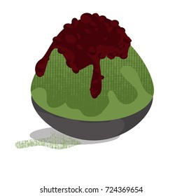 Red beans Green tea bingsu korean dessert