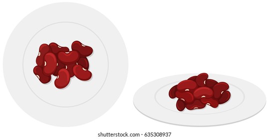 Red beans on the plates illustration