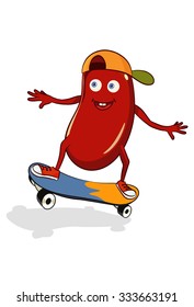 Red beans on skateboard