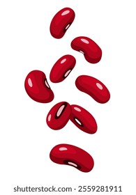 Red beans on a white background