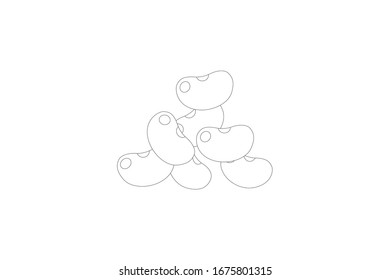 Red Beans Vector Outline Illustration Of Vegetable